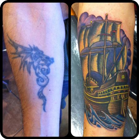 Jeff Johnson - Galleon Cover up Tattoo